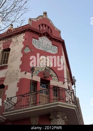 Hotel Suizo, vom Architekten Juli Batllevell i Arús, Sabadell, Katalonien, Spanien. Stockfoto