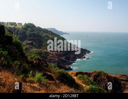 Traumhafter Blick auf die Hügel und Strände von Gokarna, Karnataka, Indien. Stockfoto