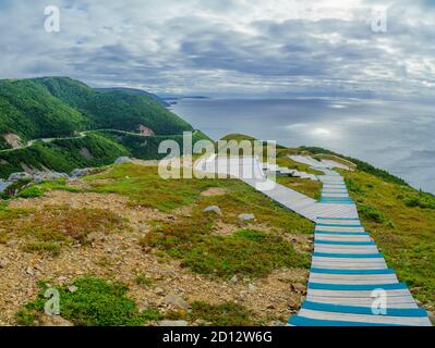 Blick auf die Skyline Trail, im Cape Breton Highlands National Park, Nova Scotia, Kanada Stockfoto