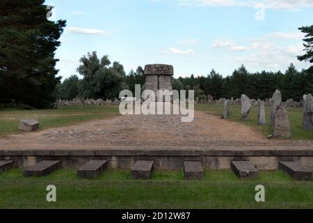 Blick auf die Gedenkstätte im nazi-Vernichtungslager Treblinka in Polen, Europa. Berühmtes polnisches Wahrzeichen und Denkmal für die Shoah Stockfoto