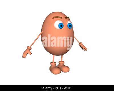 Cartoon Ei mit Gesicht und Gliedmaßen Stockfoto