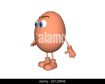 Cartoon Ei mit Gesicht und Gliedmaßen Stockfoto
