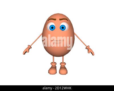 Cartoon Ei mit Gesicht und Gliedmaßen Stockfoto