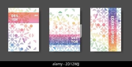 Regenbogen Cover-Design mit arabischen Mosaik.Desintegration geometrische Poster-Set. Vector A4 Katalog, Magazin, Cover modernen Satz Stock Vektor