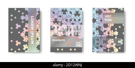 Minimale holografische geometrische Poster in Arabeske style.Vector A4 Katalog, Magazin, Cover futuristischen Set Stock Vektor