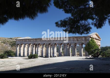 Griechischer Tempel der Venus Segesta Sizilien, Italien. Stockfoto