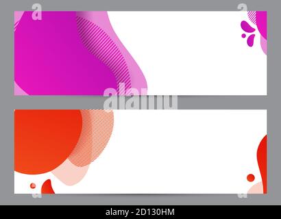 Amöben funky Design. Dynamisches Bannerset mit Amöben funky Gradienten-Elementen. Kreativ für Poster, Web, Landing, Seite, Cover, Anzeige, Gruß, Karte, Social Media, Promotion Stock Vektor