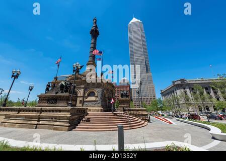 Soldiers' and Seemanns' Monument an sonnigen Sommertagen in Cleveland, OH, USA Stockfoto