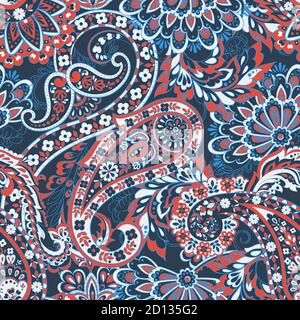 paisley florale Vektor-Illustration im Damast-Stil. Nahtloser Hintergrund Stock Vektor