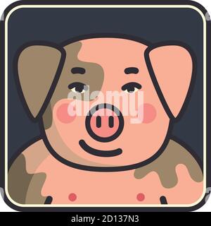 Cartoon Tier Kopf Symbol. Pig Face Avatar für Profil von sozialen Netzwerken. Handgezeichnetes Design Stock Vektor