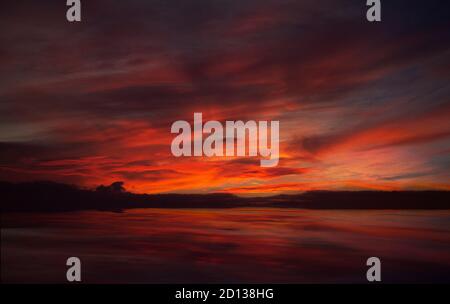 Orangerot Sonnenuntergang in norfolk Stockfoto