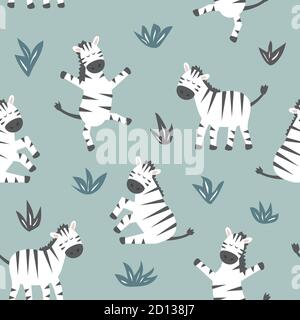 Kindliches Nahtloses Muster mit niedlichem Zebra. Kreative Textur für Stoff und Textil Stock Vektor