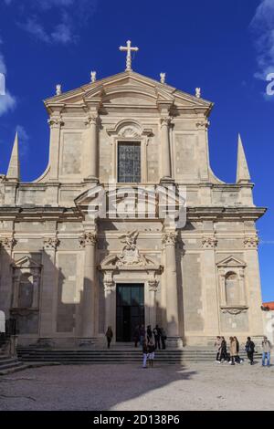 Dubrovnik Kathedrale außen, Touristen Sehenswürdigkeiten in Dubrovnik Kroatien Stockfoto