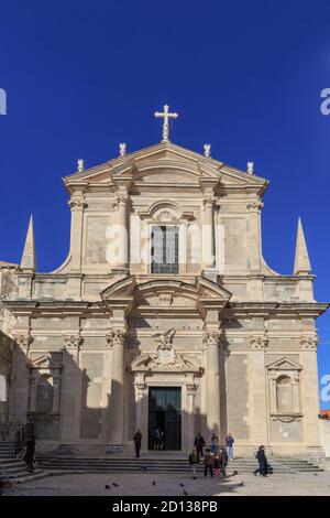 Dubrovnik Kathedrale außen, Touristen Sehenswürdigkeiten in Dubrovnik Kroatien Stockfoto