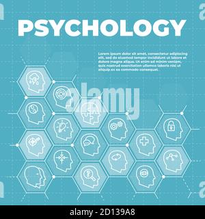 Psychologie Hintergrund mit Symbolen und Zeichen Stock Vektor