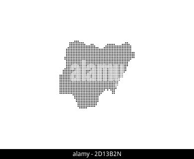 Nigeria, Land, gepunktete Karte auf weißem Hintergrund. Vektorgrafik. Stock Vektor