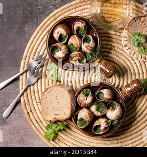 Weinbergschnecken de Bourgogne Stockfoto
