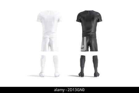 Blank schwarz-weiß Fußballuniform Mockup Set, Rückansicht Stockfoto