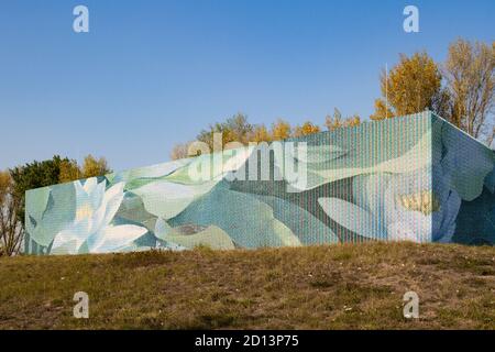 Flutwasserpumpwerk Kuhlenweg im Stadtteil Langel, es ist Teil der Hochwasserschutzanlage am Rheinufer, es wurde konzipiert Stockfoto