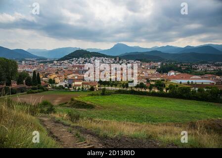 Blick auf die Stadt Olot, Girona, Spanien Stockfoto