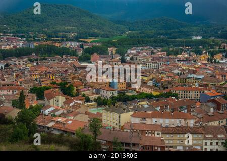 Blick auf die Stadt Olot, Girona, Spanien Stockfoto