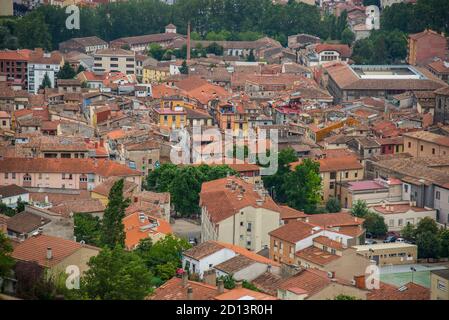 Blick auf die Stadt Olot, Girona, Spanien Stockfoto