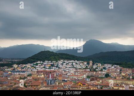 Blick auf die Stadt Olot, Girona, Spanien Stockfoto