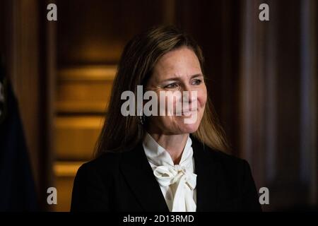 Nominierung des Obersten Gerichtshofs der Vereinigten Staaten Richterin Amy Coney Barrett auf dem Capitol Hill in Washington, DC, Donnerstag, 1. Oktober 2020.Quelle: Graeme Jennings / Pool via CNP Stockfoto