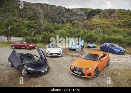 Gruppenfoto von Testwagen in Wales, Großbritannien, 2015 Stockfoto