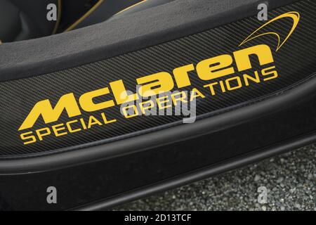 McLaren 650s, violett - Wales, Großbritannien, 2015 Stockfoto