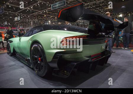 Der neue 800 PS Aston Martin Vulcan wurde am 5. März 2015 auf dem Genfer Autosalon 2015 vorgestellt Stockfoto