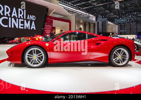 Der Ferrari 488 GTB auf dem Genfer Automobilsalon 2015, 5. März 2015 Stockfoto