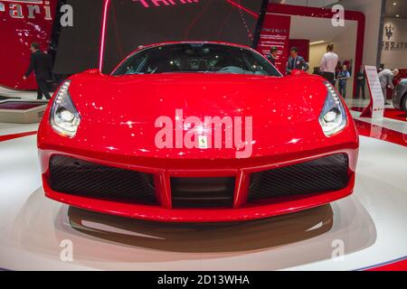 Der Ferrari 488 GTB auf dem Genfer Automobilsalon 2015, 5. März 2015 Stockfoto