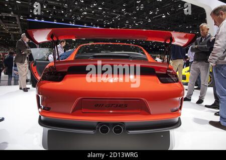 Der 2016 Porsche 911 GT3 RS auf dem Genfer Automobilsalon 2015, 5. März 2015 Stockfoto