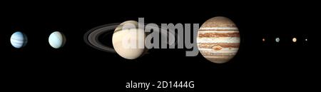 Planeten des Sonnensystems 3D-Rendering Stockfoto