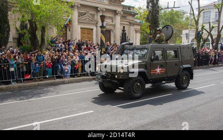 SEWASTOPOL / KRIM - 09. MAI 2017: Parade am Tag des Sieges Stockfoto