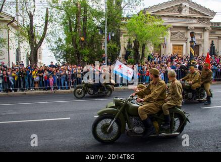 SEWASTOPOL / KRIM - 09. MAI 2017: Parade am Tag des Sieges Stockfoto