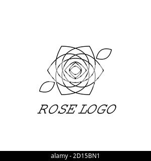 Rose Logo-Vorlage. Schwarzes Rosensymbol auf weißem Hintergrund. Vektor EPS10 Stock Vektor