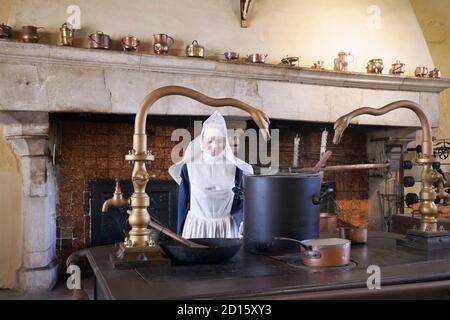 Frankreich, Cote d'Or, Kulturlandschaft von Burgund Klimazonen, die von der UNESCO zum Weltkulturerbe erklärt wurden, Beaune, Hospices de Beaune, Hotel Dieu, die Küche Stockfoto