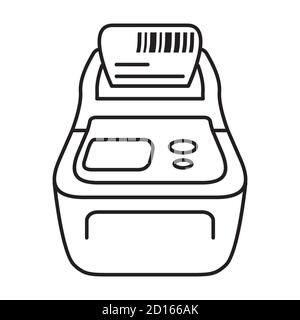Barcode Printer.Etikettendrucker Vektor flach Check Print. Stock Vektor
