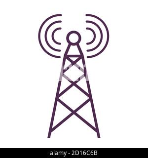 Funkturm-Symbol. Übertragung von Telekommunikationssignalen. Technologisches Konzept. Stock Vektor