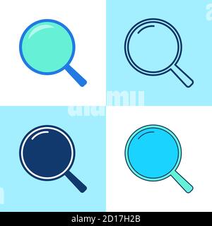 Vergrößerungsglas-Icon-Set in flacher und linienform Stock Vektor