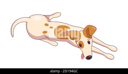 Jack russel Terrier liegt auf dem Boden, bereit zu spielen. Vektor-Illustration in niedlichen Cartoon-Stil Stock Vektor