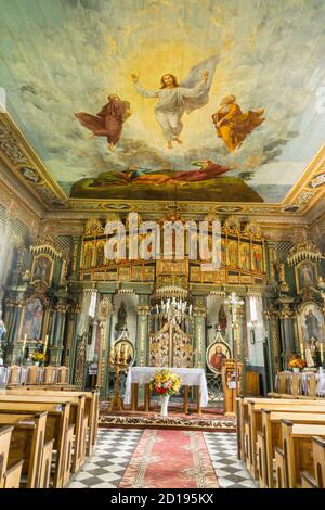 Iglesia de San Nicolas y San Juan Bautista, catolica griega, Tyrawa construida en 1837, Solna, Valle del Rio San,, voivodato de La Pequeña Polonia, Cá Stockfoto