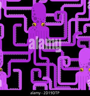 Octopus Muster nahtlos. devilfish Hintergrund. Poulpe Textur. Baby Stoff Ornament Stock Vektor