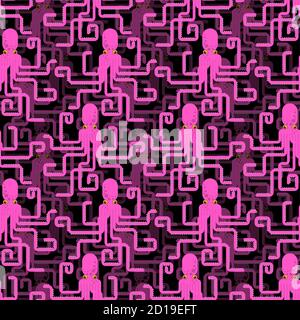 Octopus Muster nahtlos. devilfish Hintergrund. Poulpe Textur. Baby Stoff Ornament Stock Vektor