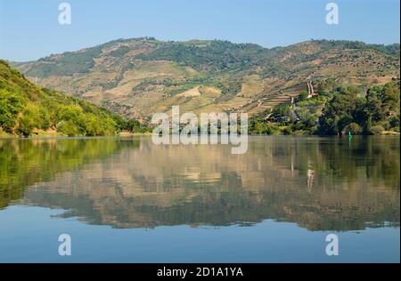 Fluss Douro fließt im Norden Portugals. Douro Region. Stockfoto