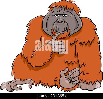 Cartoon Illustration von Lustige Orang-Utan Ape Wild Animal Charakter Stock Vektor