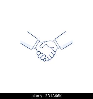 Symbol für die Handshake-Linie ist weiß isoliert. Vereinbarung Stock Vektor