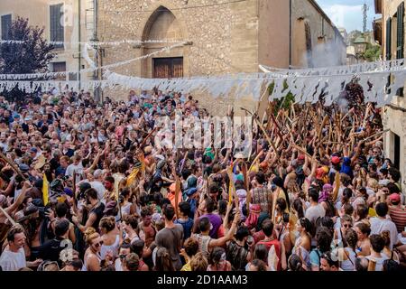 plaza de Sant Jordi, Moros y cristianos, Fiesta de La Patrona, Pollença, ,Mallorca, balearen, Spanien Stockfoto